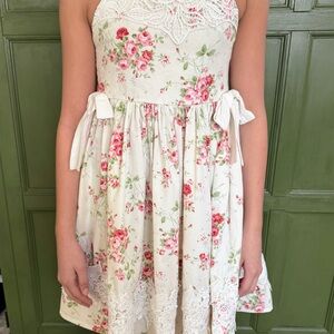 Trish Scully Floral Kids Dress with Lace Accents 8
